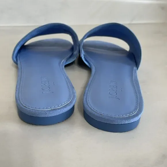 J. CREW Microsuede Single Strap Slide Sandals Women’s 8 Peri Blue Flat Shoe NEW - Picture 4 of 8